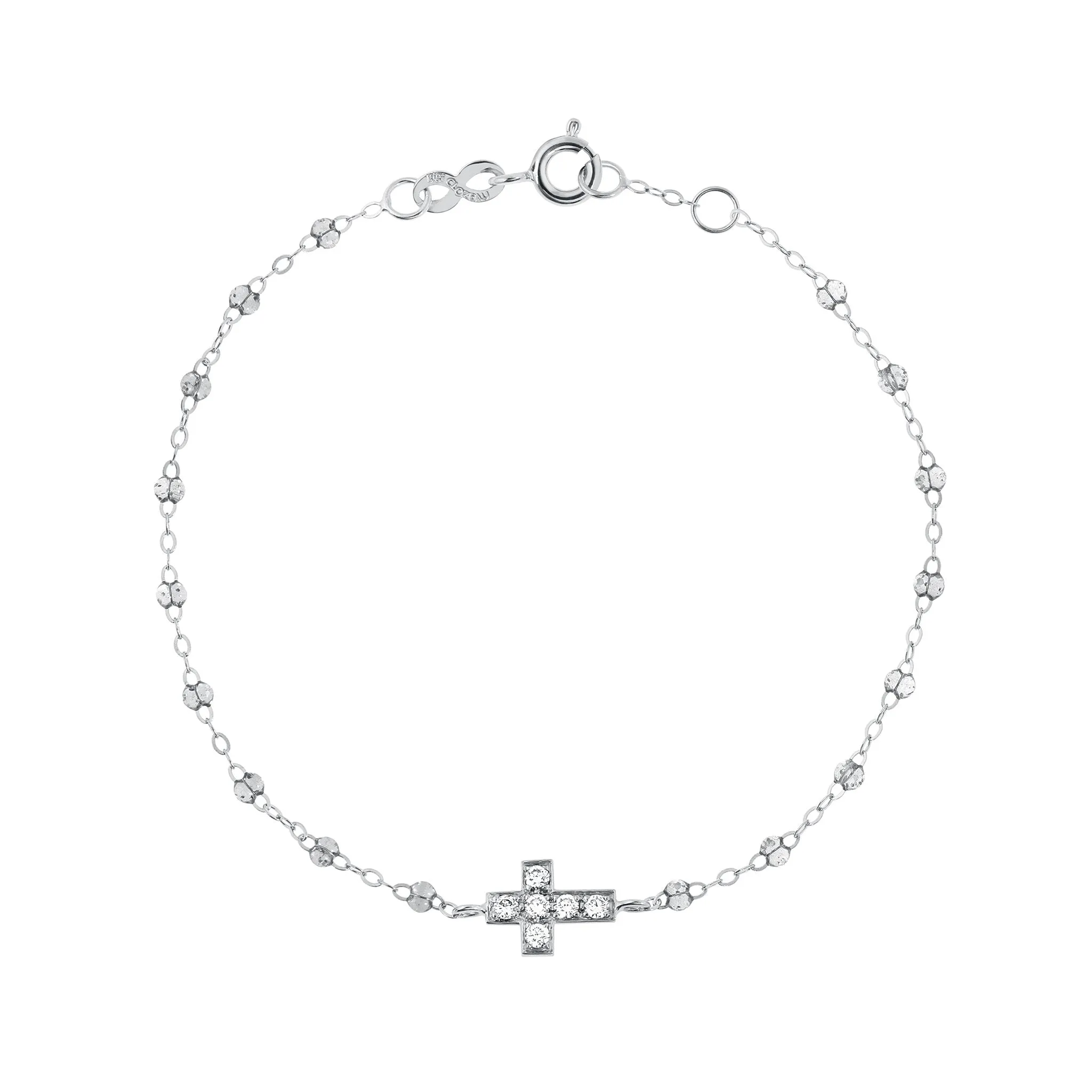 Cross Charm Classic Gigi Sparkle diamond bracelet, White Gold, 6.7"