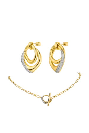 Crystal Galaxy Earrings Set Gold