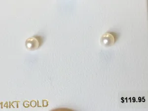 Cultured Pearl Gold Earring 5.25 Millimeters