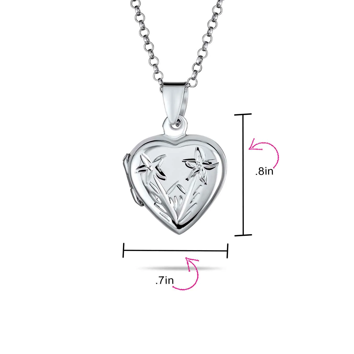 CZ Accent Holds Picture Star Flower Heart Locket Necklace .925 Silver