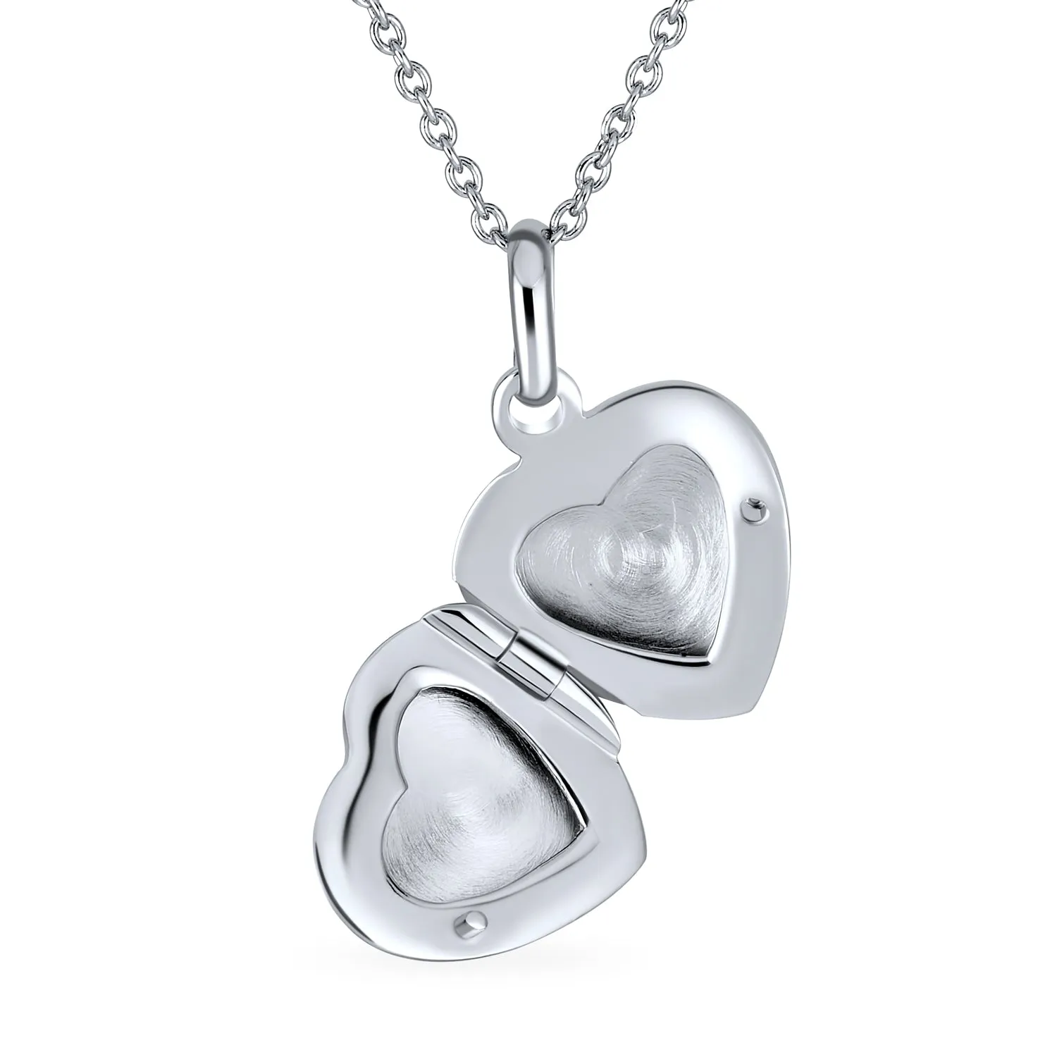 CZ Accent Holds Picture Star Flower Heart Locket Necklace .925 Silver