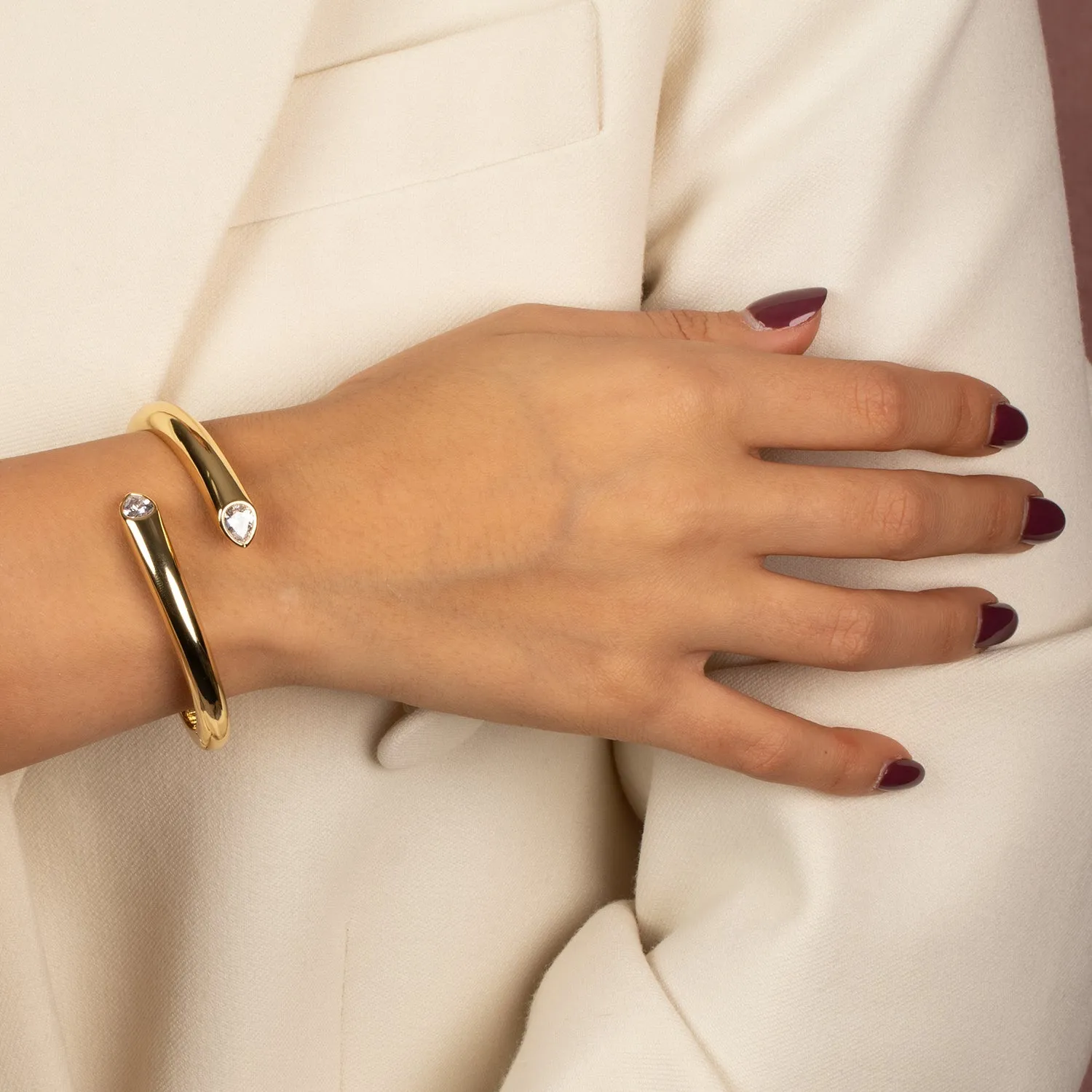 CZ Open Claw Bangle Bracelet