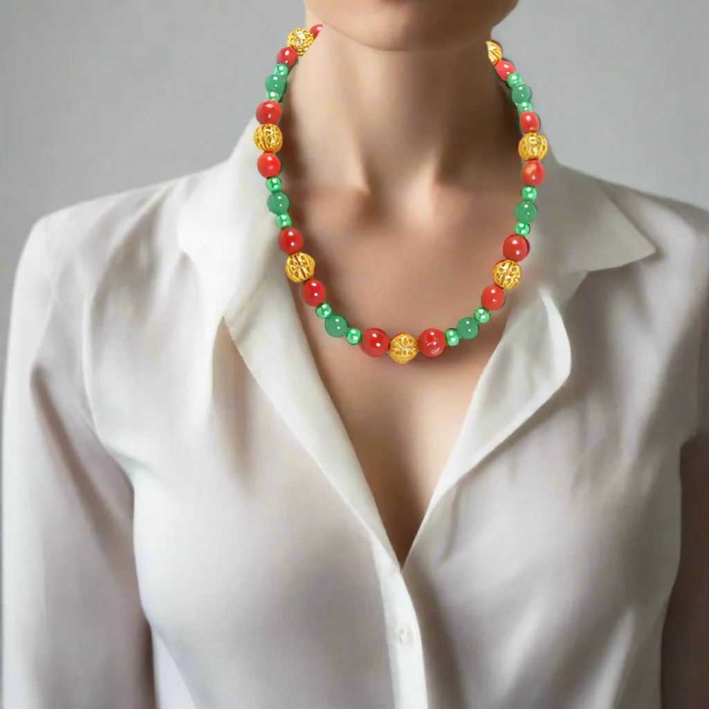 Daeja Christmas Single Strand Beaded Necklace