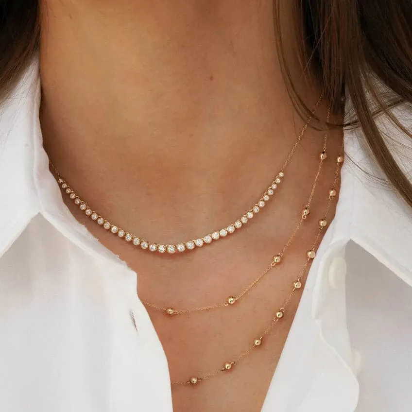 Dana Rebecca Designs Lulu Jack Graduating Bezel Diamond Tennis Necklace - Yellow Gold