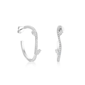 Diamond Leaf Hoop Earrings