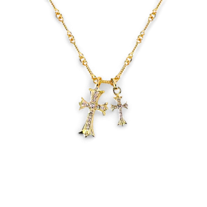 Double Cross Pendant Necklace