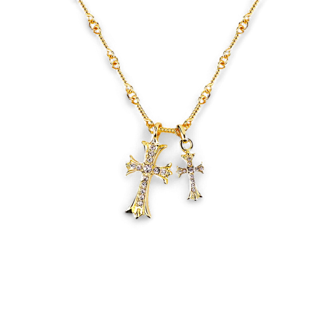 Double Cross Pendant Necklace