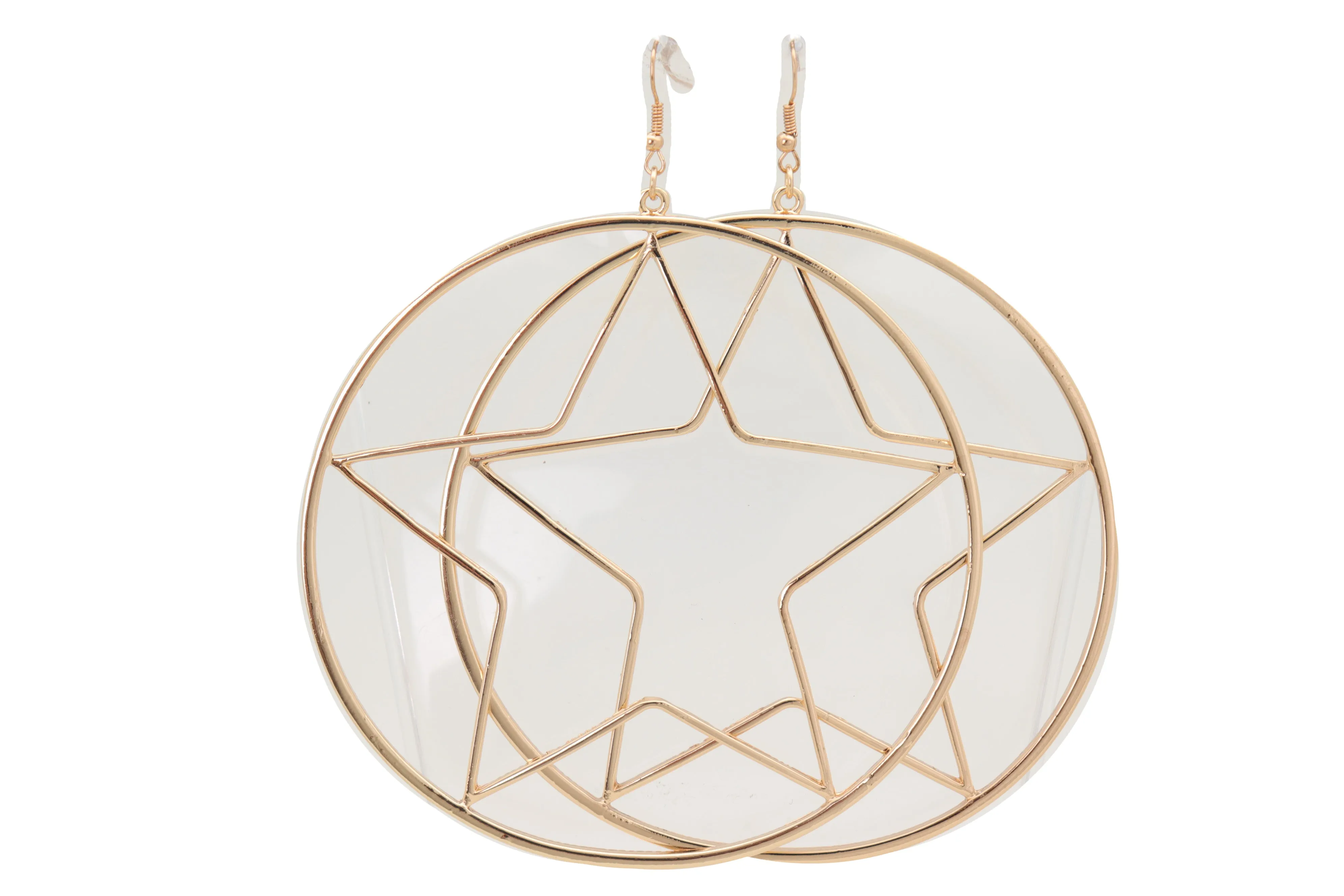 Earring Set Big Gold Metal Hoop Texas Lone Star Bling Fashion Hot Jewelry
