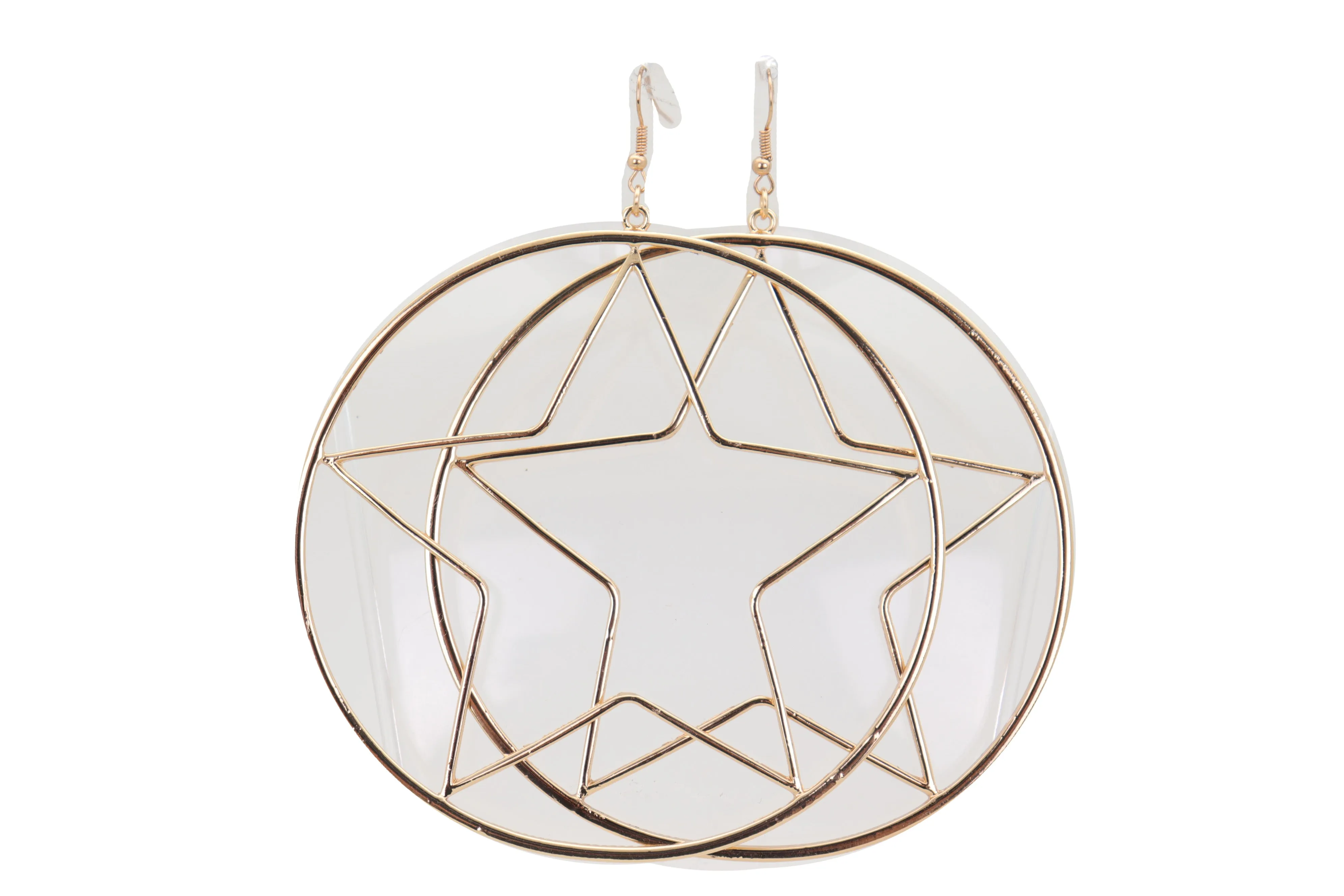 Earring Set Big Gold Metal Hoop Texas Lone Star Bling Fashion Hot Jewelry