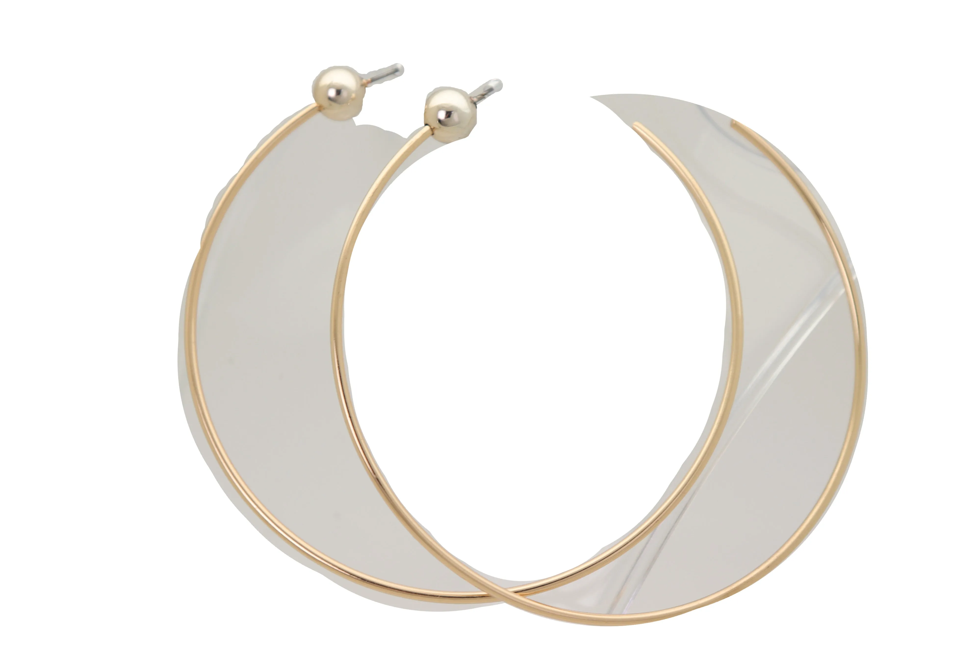 Earrings Set Gold Metal Large Size Open Hoop Style Sexy