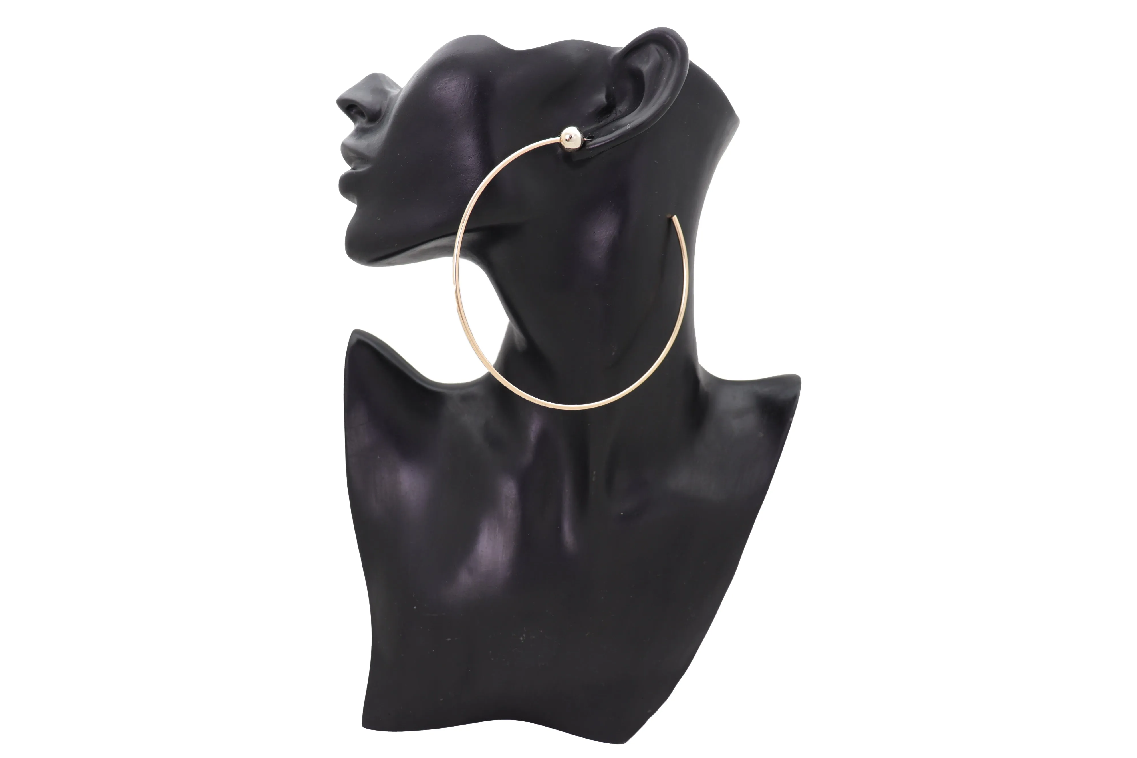 Earrings Set Gold Metal Large Size Open Hoop Style Sexy