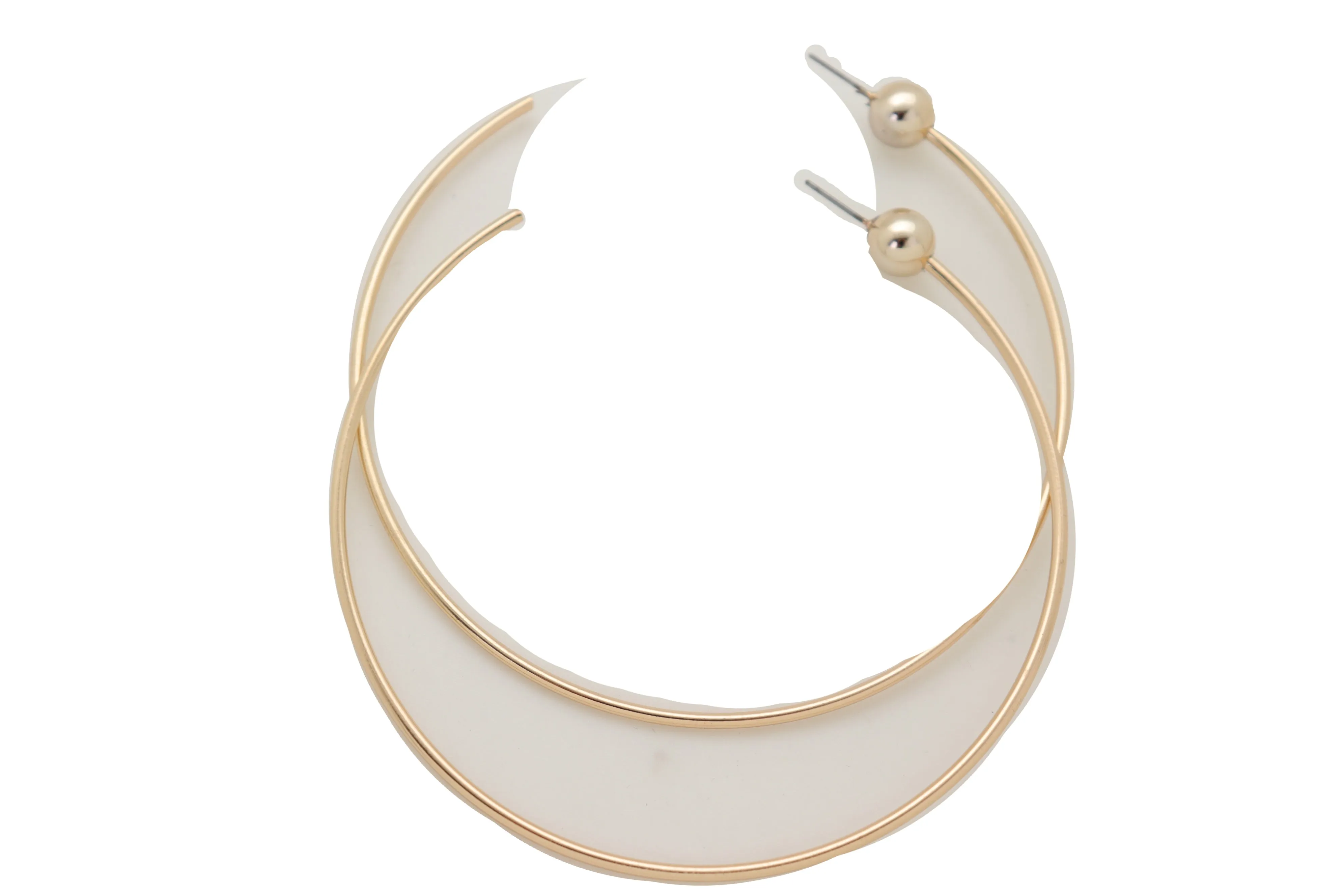 Earrings Set Gold Metal Large Size Open Hoop Style Sexy