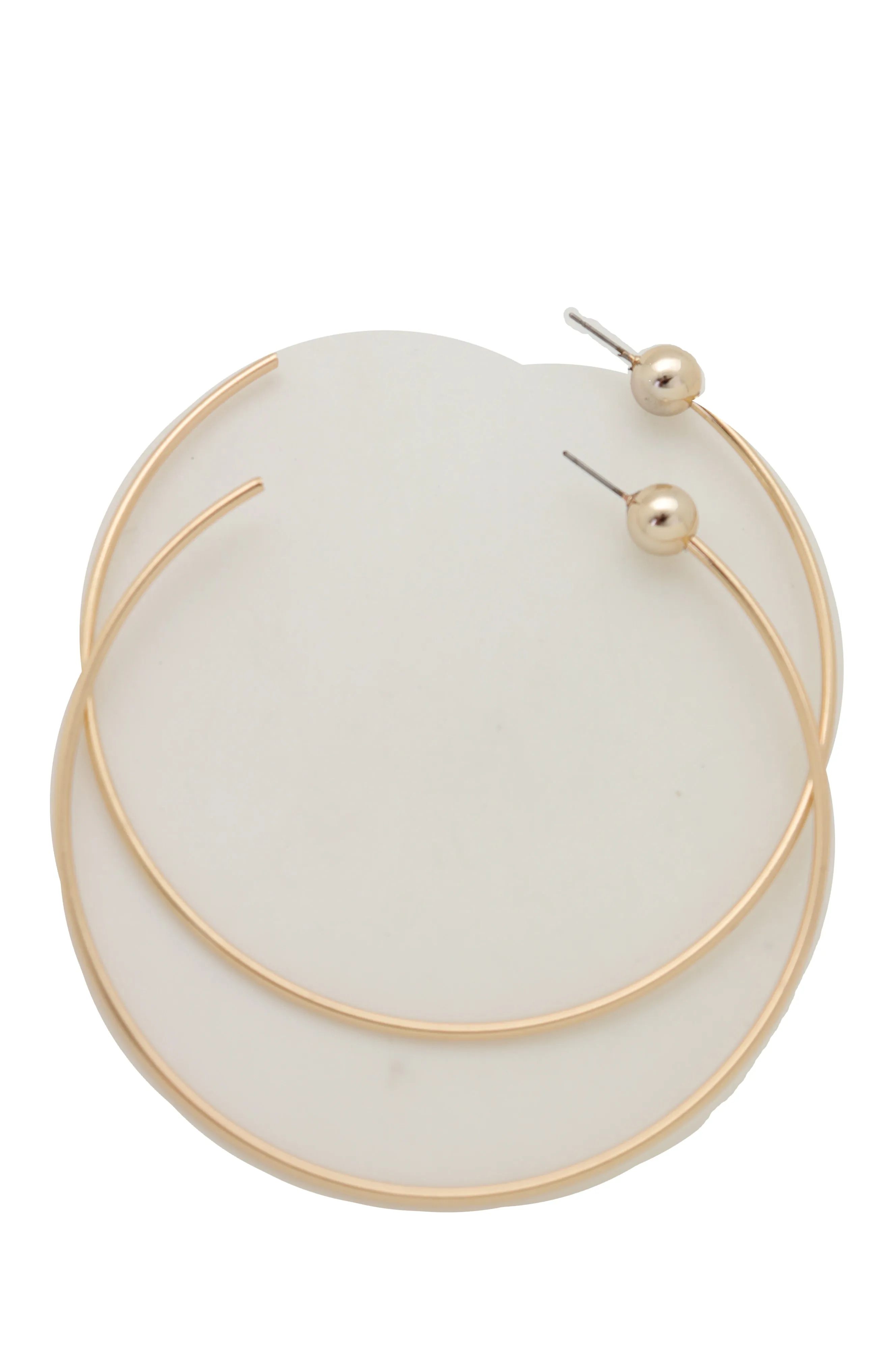 Earrings Set Gold Metal Large Size Open Hoop Style Sexy