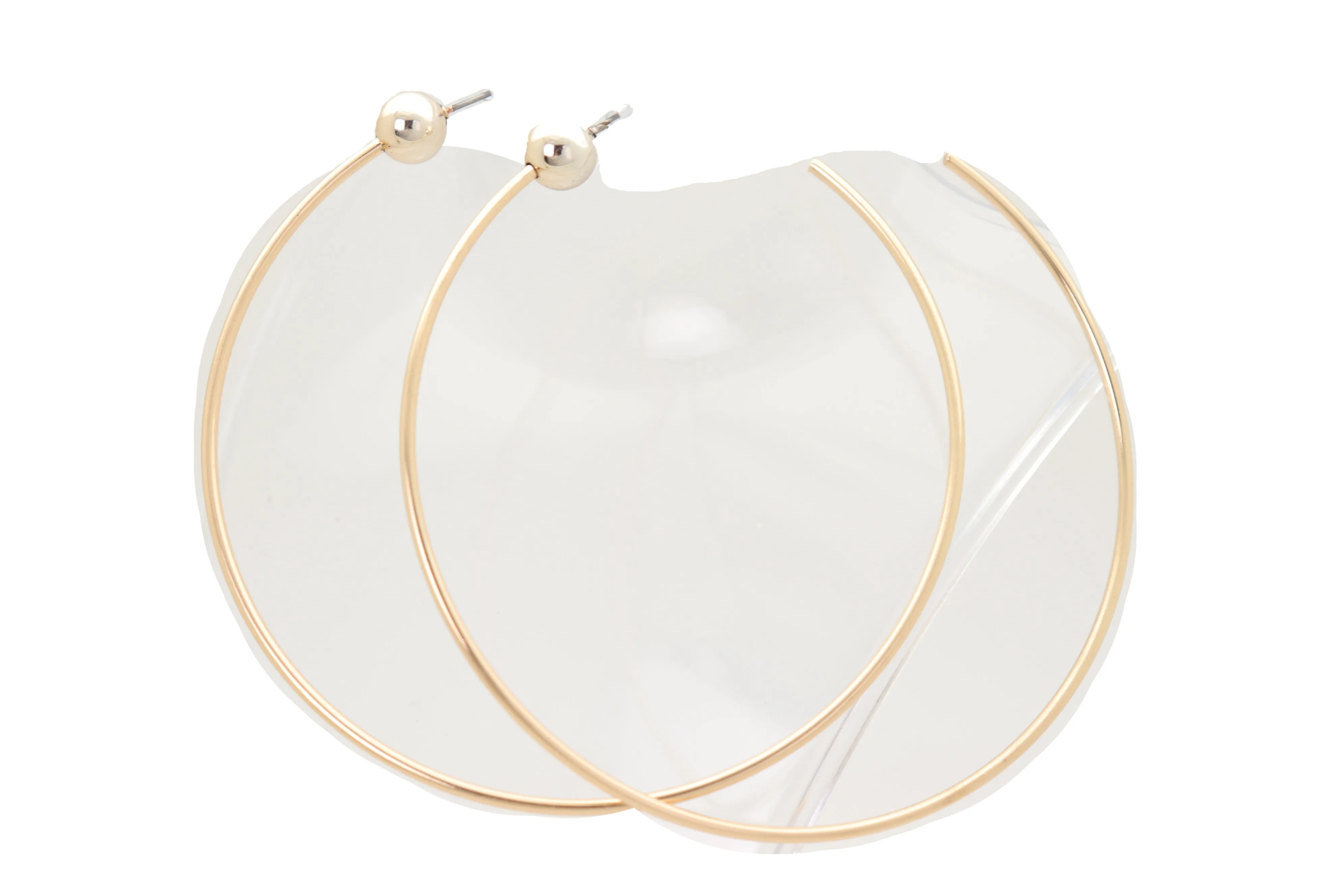 Earrings Set Gold Metal Large Size Open Hoop Style Sexy