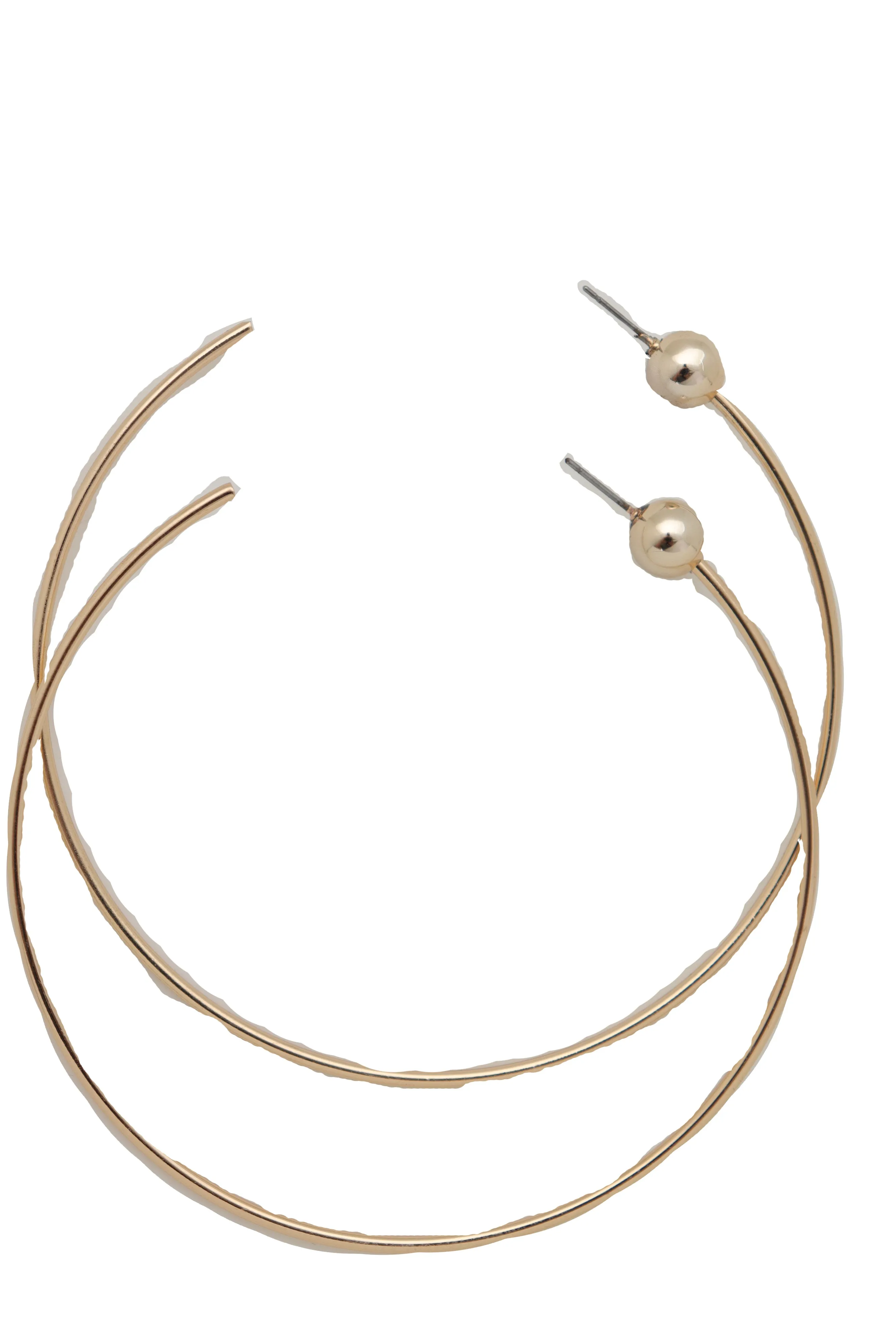 Earrings Set Gold Metal Large Size Open Hoop Style Sexy