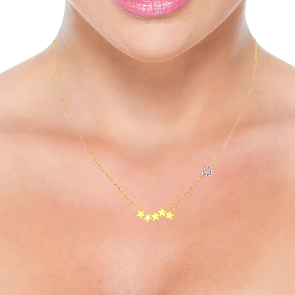 Elegant Gold Pendant With The Design Of 5 Stars