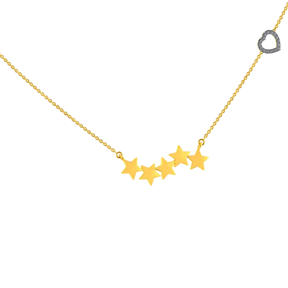 Elegant Gold Pendant With The Design Of 5 Stars