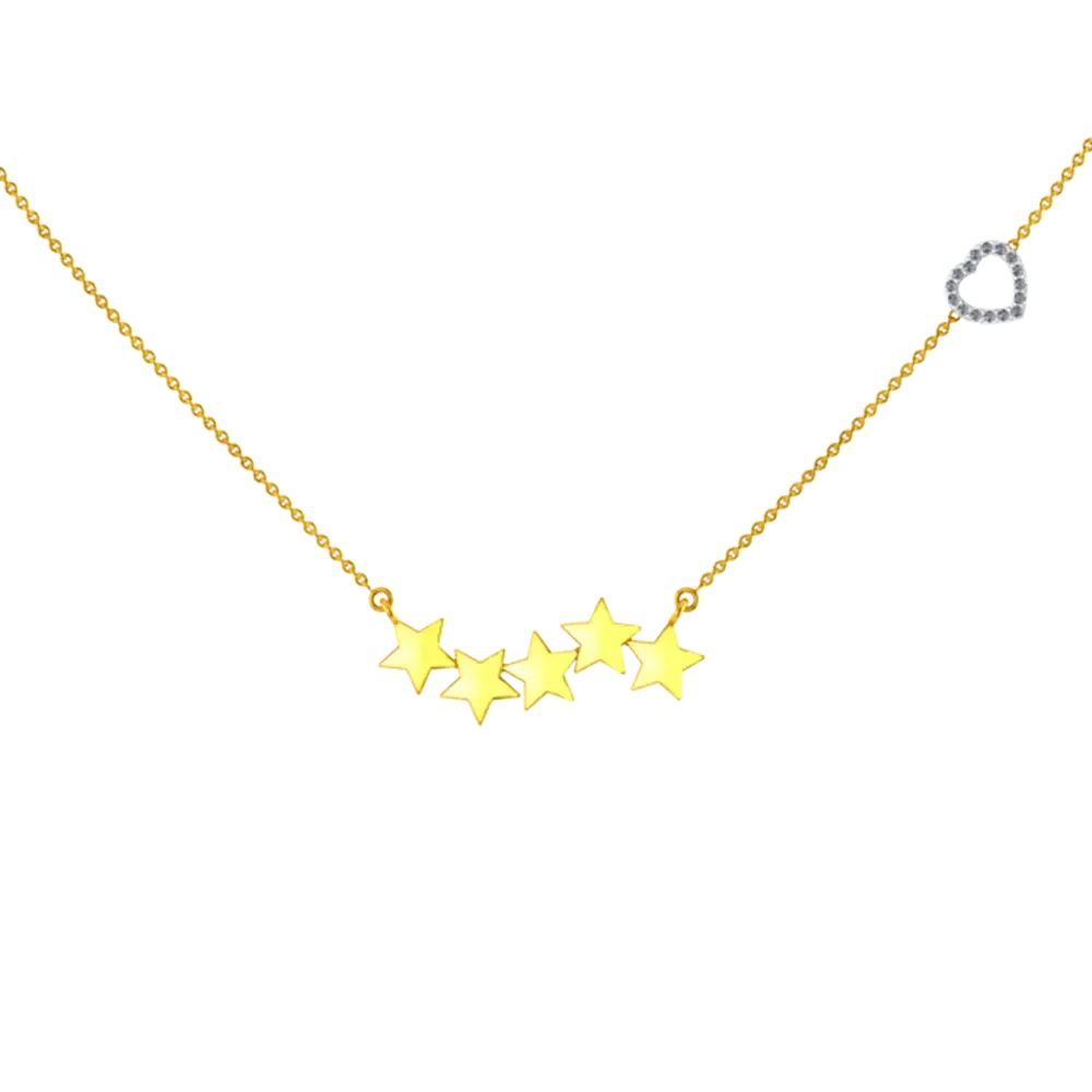 Elegant Gold Pendant With The Design Of 5 Stars