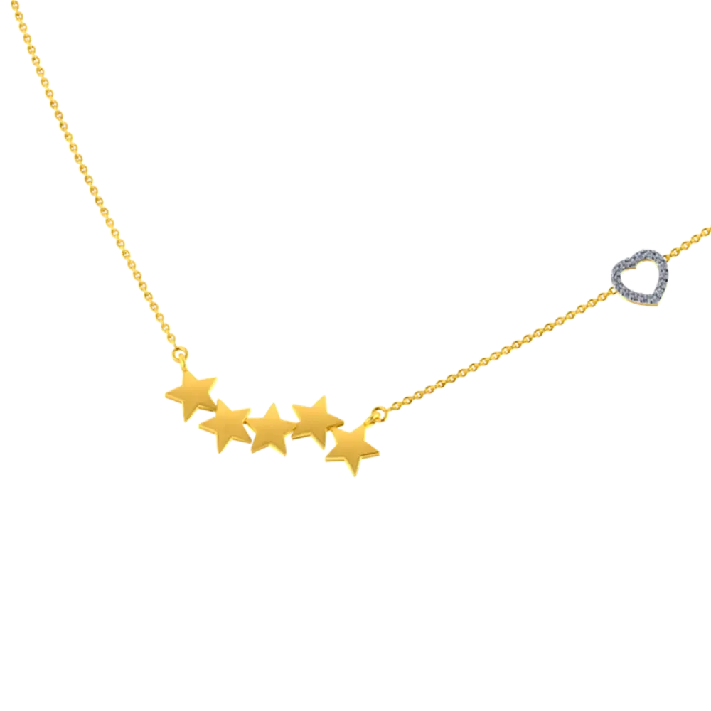 Elegant Gold Pendant With The Design Of 5 Stars