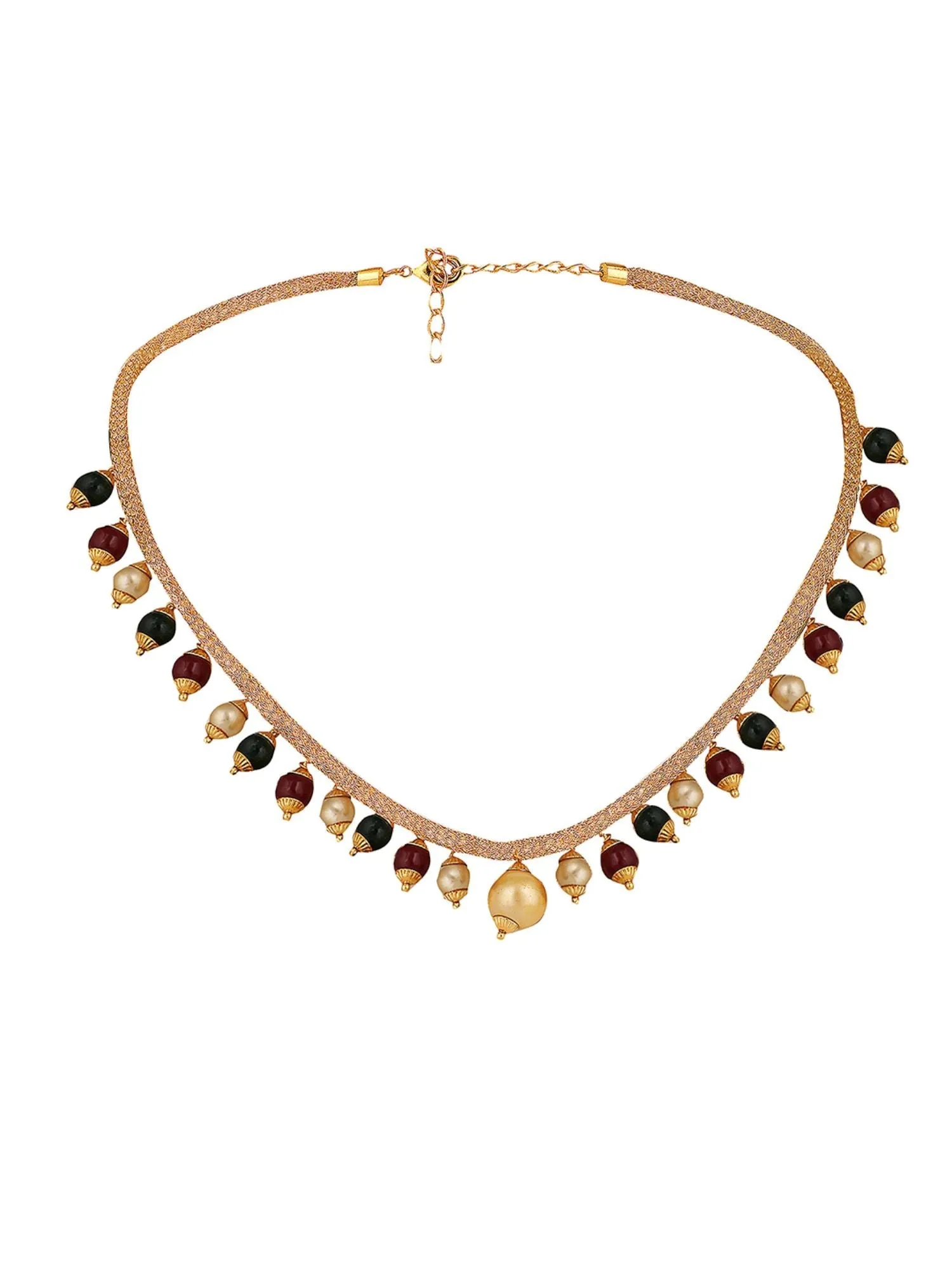 Elegant Pearl And Ad Stone Sleek Multicolour Jewellery Set - Anikas Creation