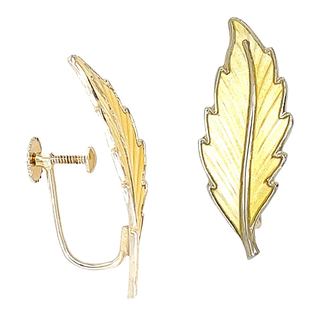 Enamel Leaf Earrings