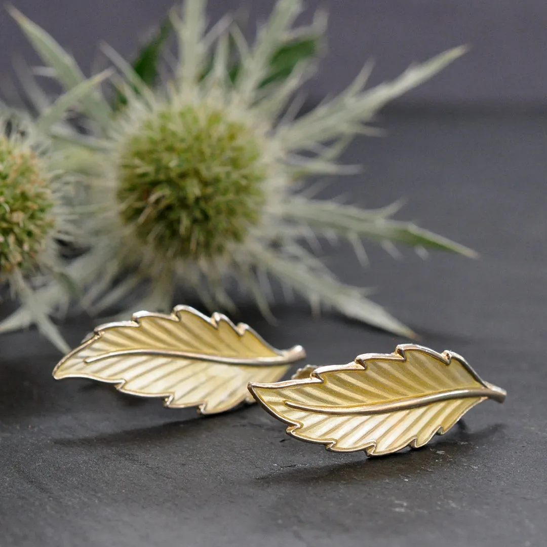 Enamel Leaf Earrings