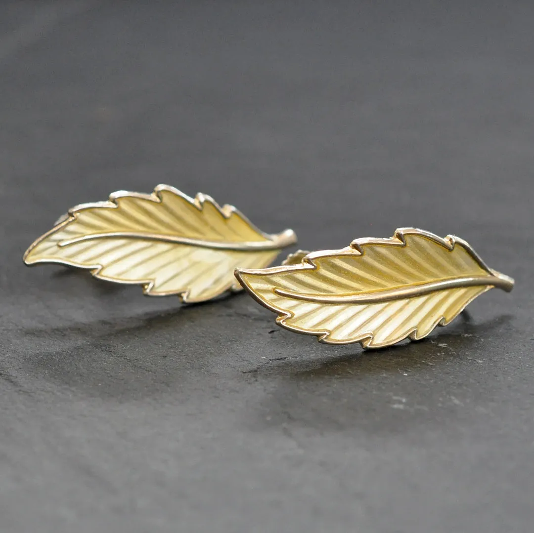 Enamel Leaf Earrings