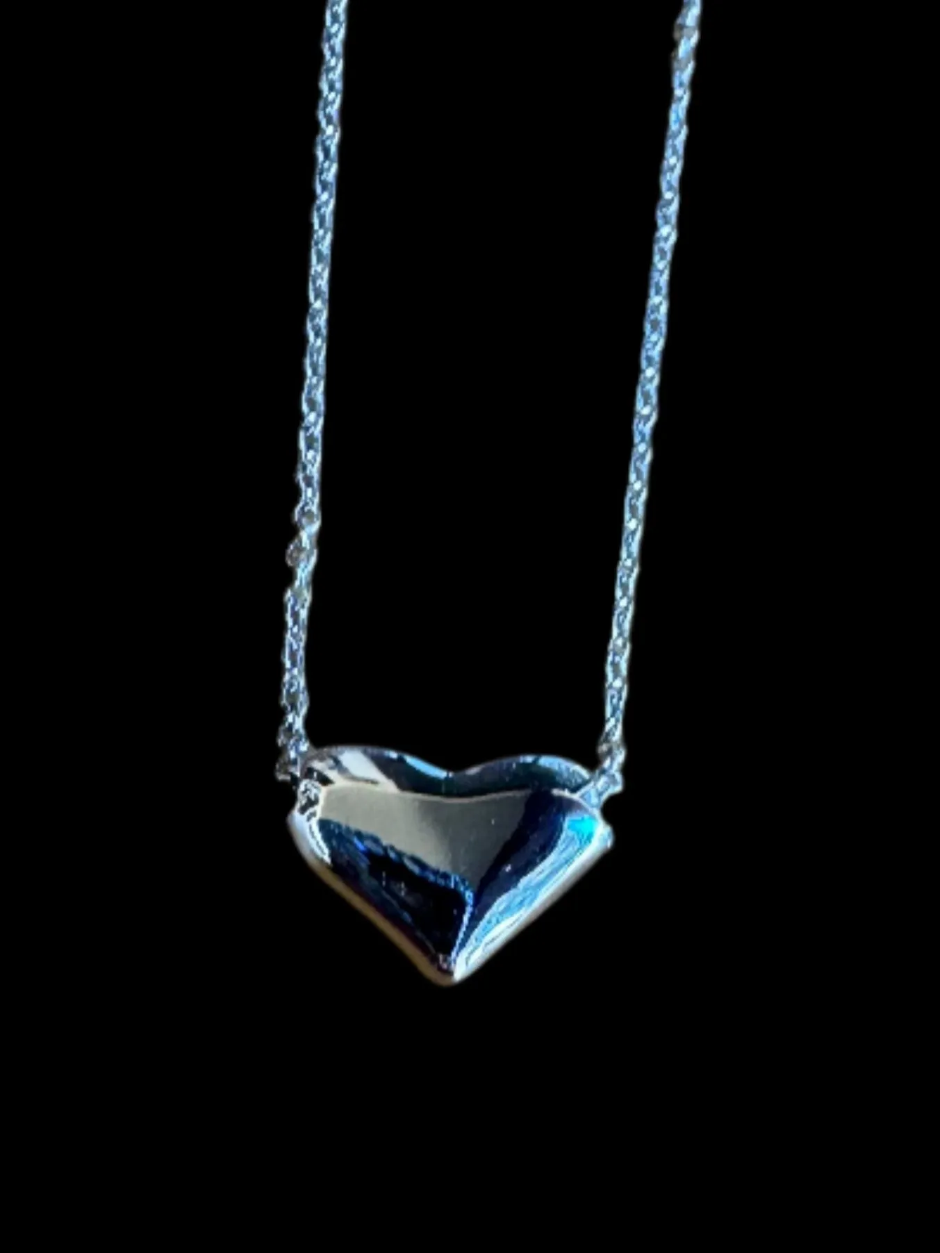 Fossick Silver Puffed Heart Necklace