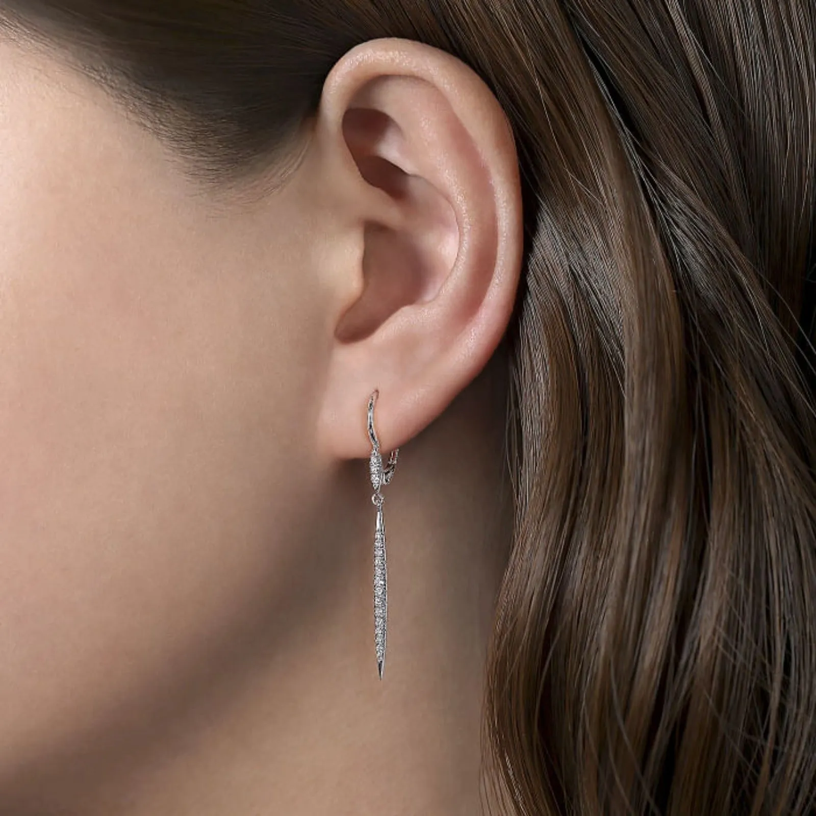 Gabriel & Co. Diamond Dangle Long "Slice" Earrings