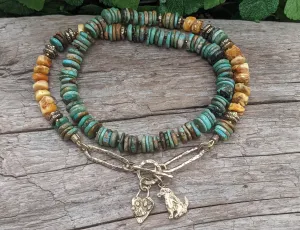 Genuine Turquoise & Baltic Amber Boho Necklace. Custom Order For Nana.