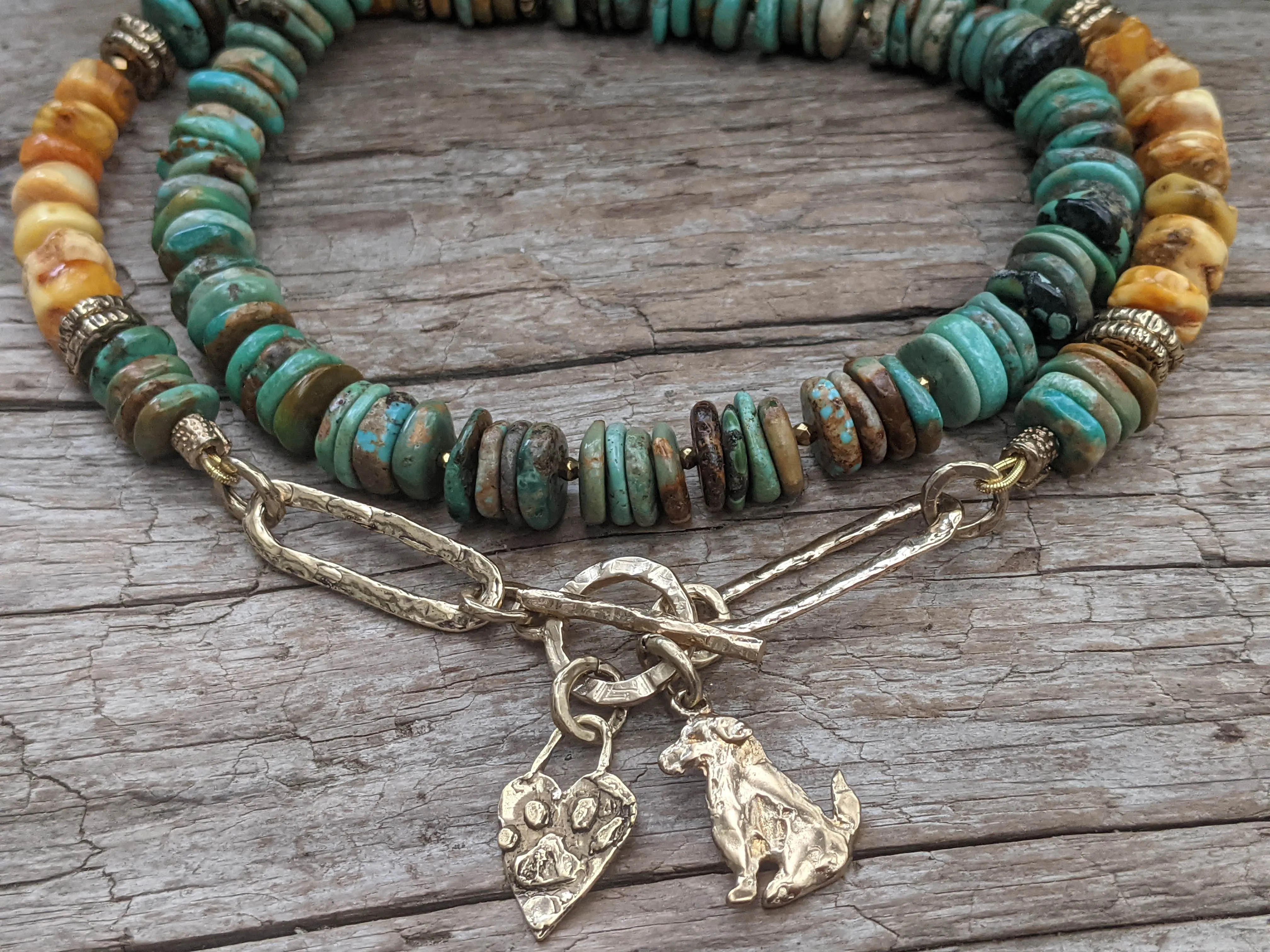 Genuine Turquoise & Baltic Amber Boho Necklace. Custom Order For Nana.