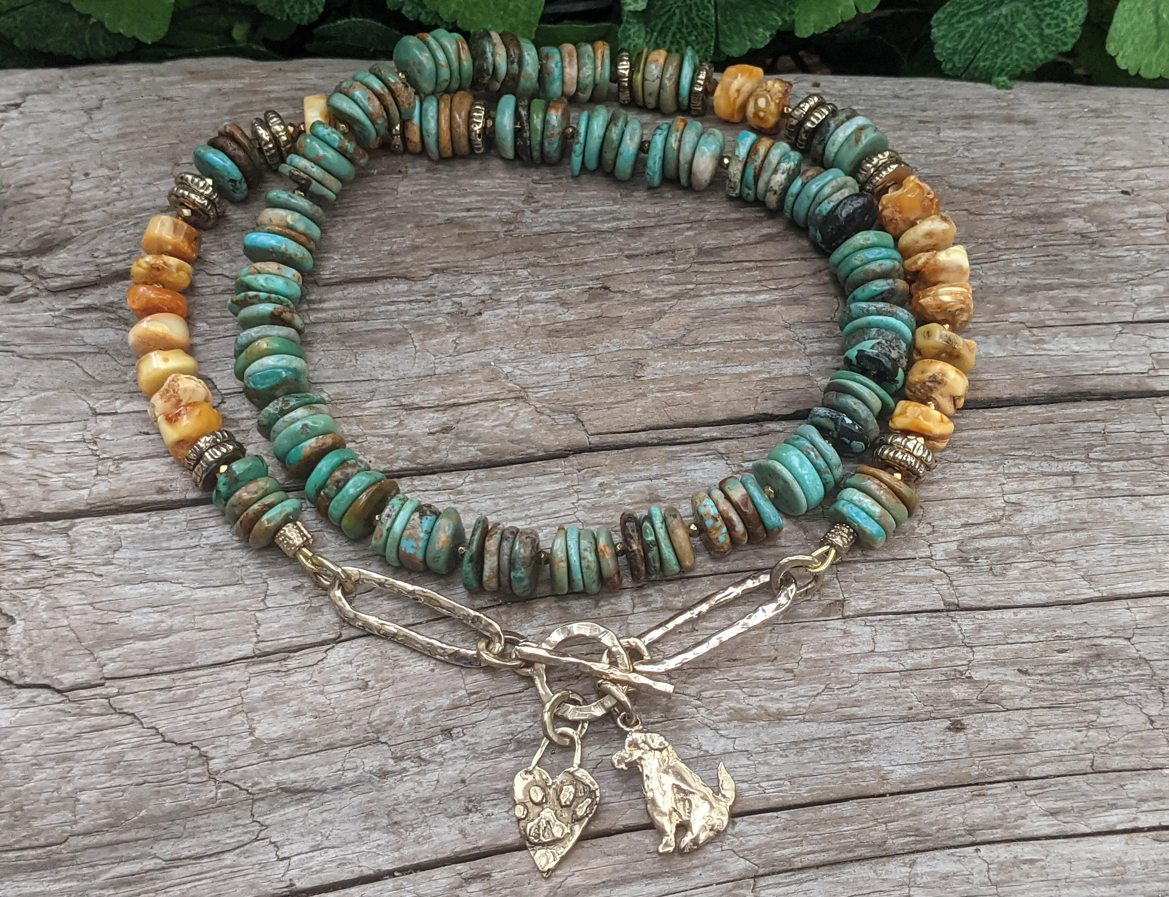 Genuine Turquoise & Baltic Amber Boho Necklace. Custom Order For Nana.