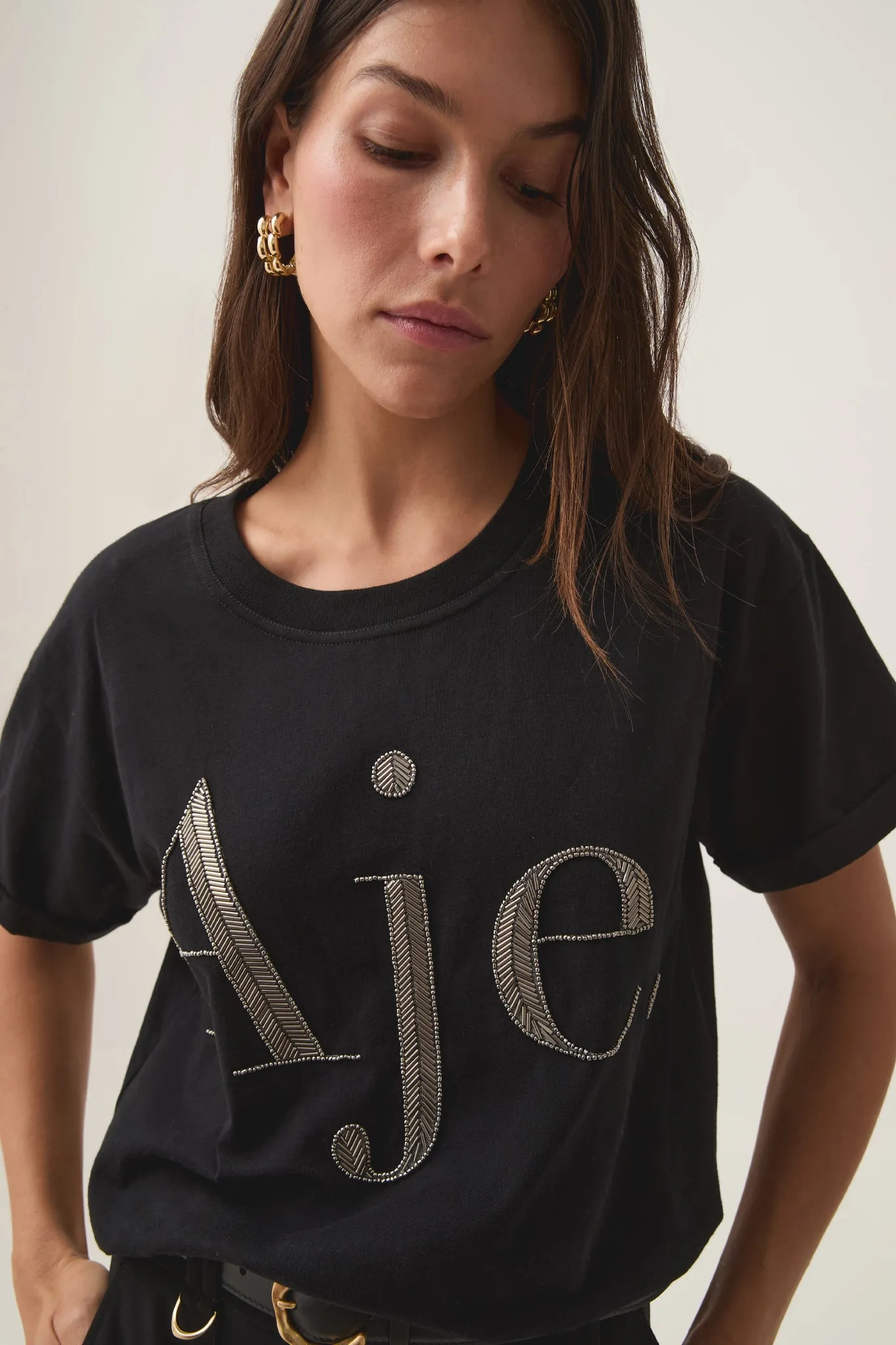 Glint Embellished Logo Tee