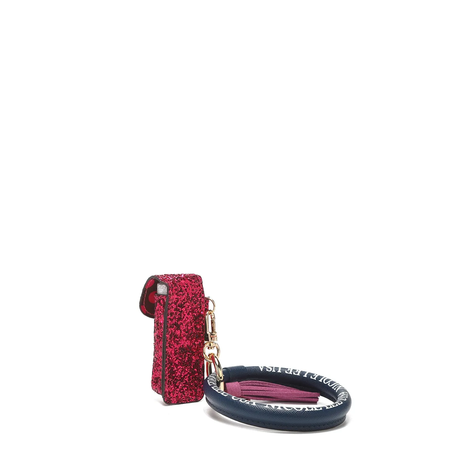GLITTER LIPSTICK CASE WRISTLET KEYCHAIN