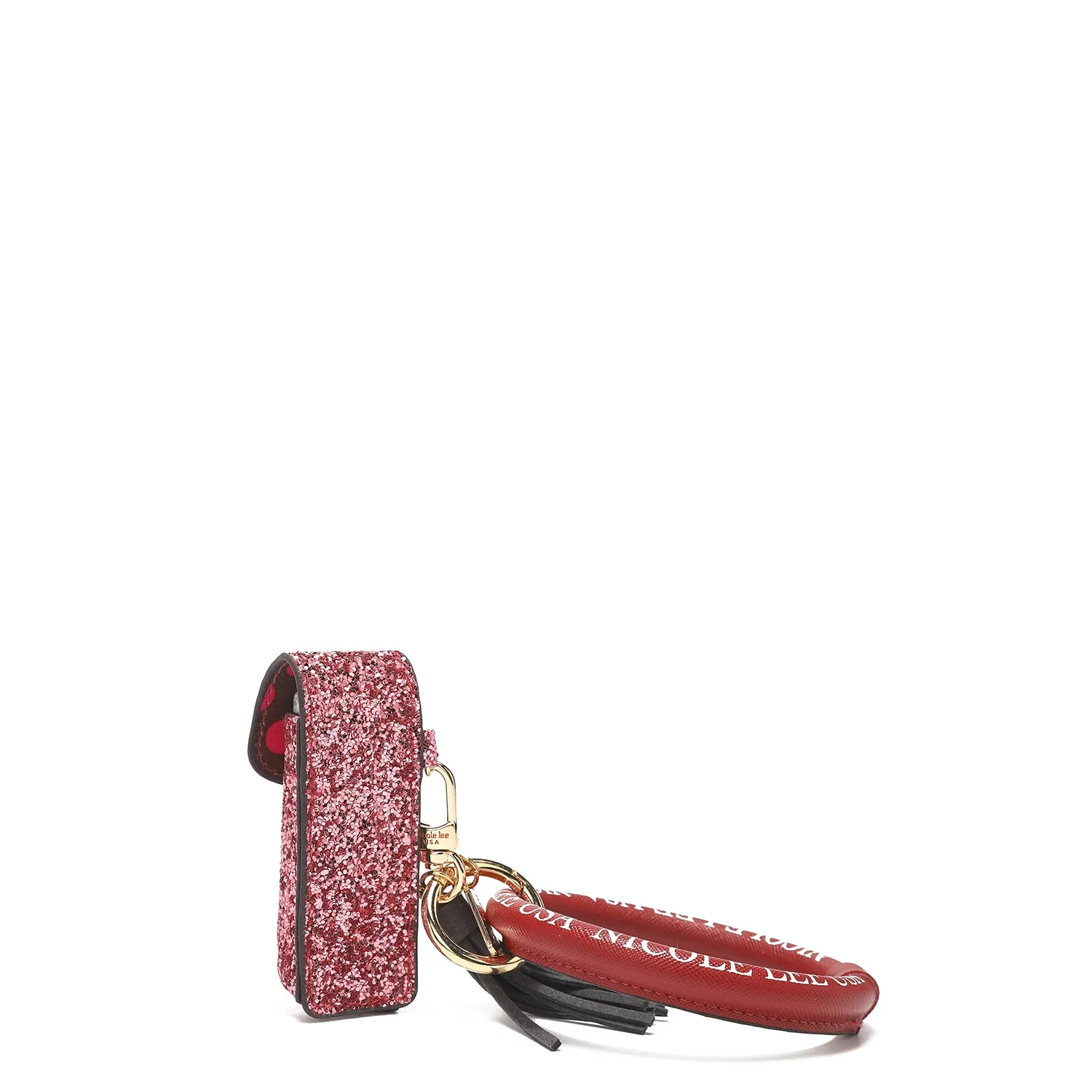 GLITTER LIPSTICK CASE WRISTLET KEYCHAIN
