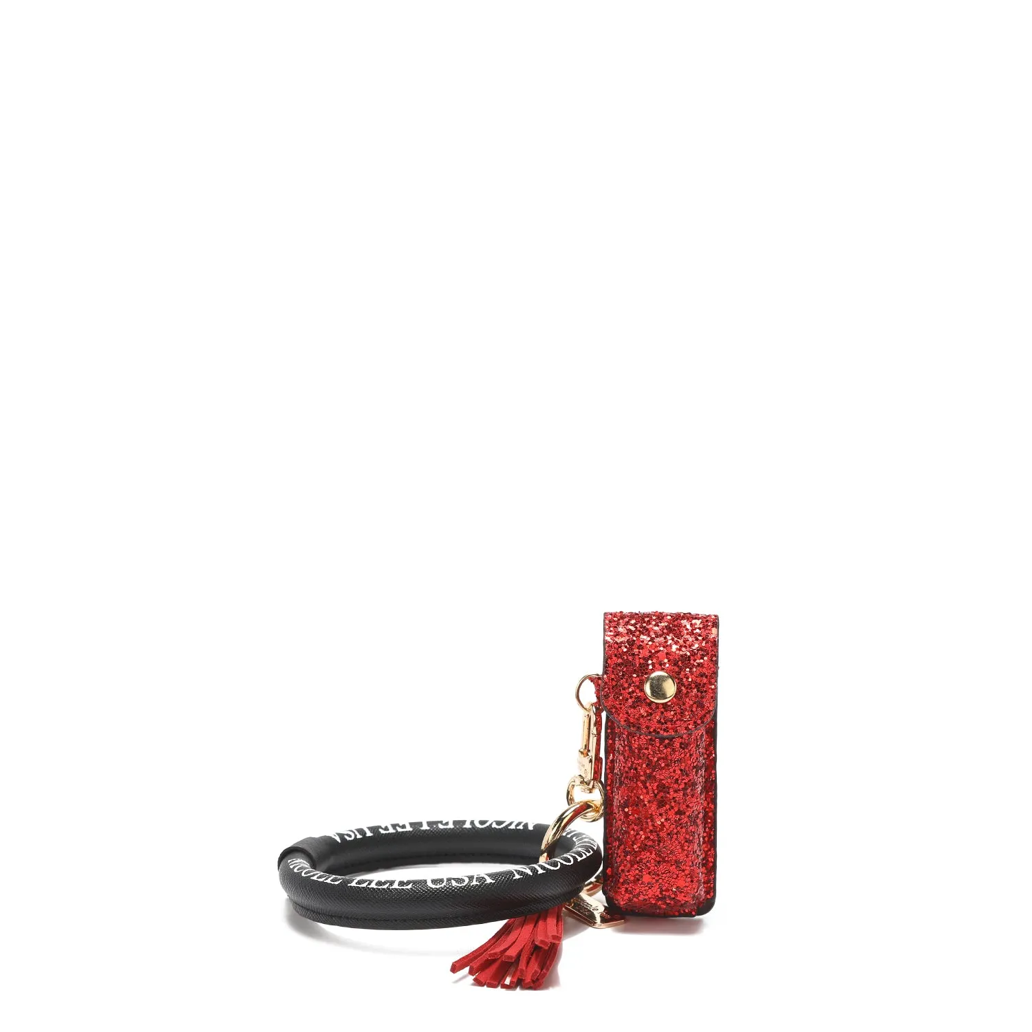 GLITTER LIPSTICK CASE WRISTLET KEYCHAIN