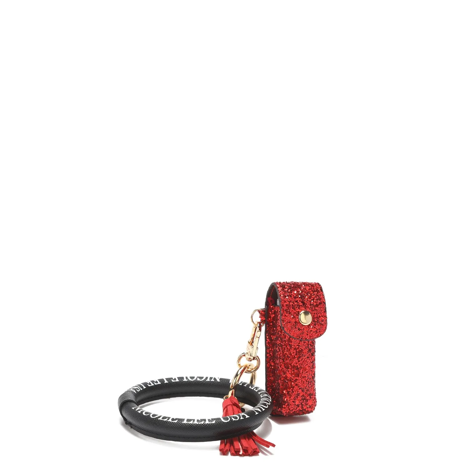 GLITTER LIPSTICK CASE WRISTLET KEYCHAIN