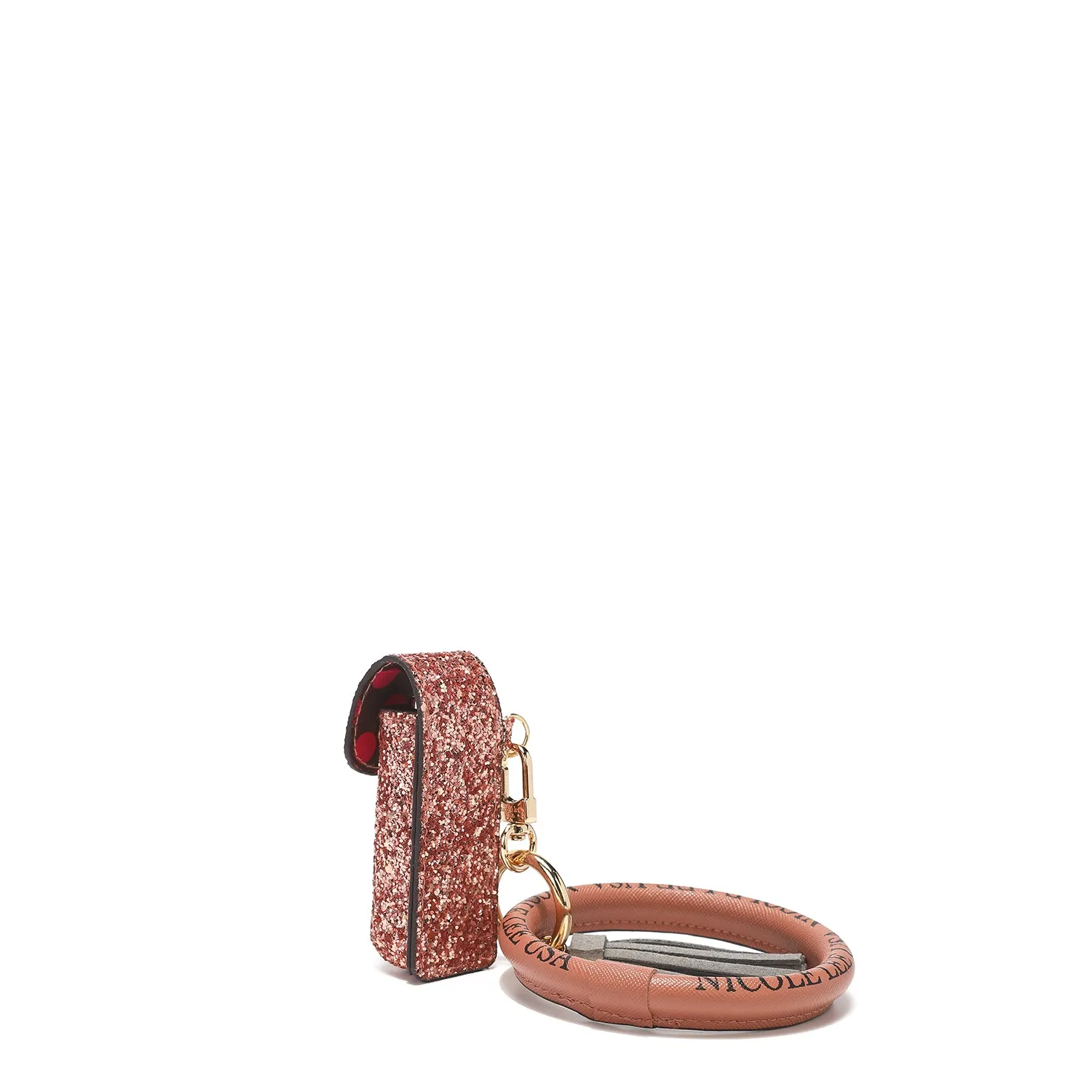 GLITTER LIPSTICK CASE WRISTLET KEYCHAIN