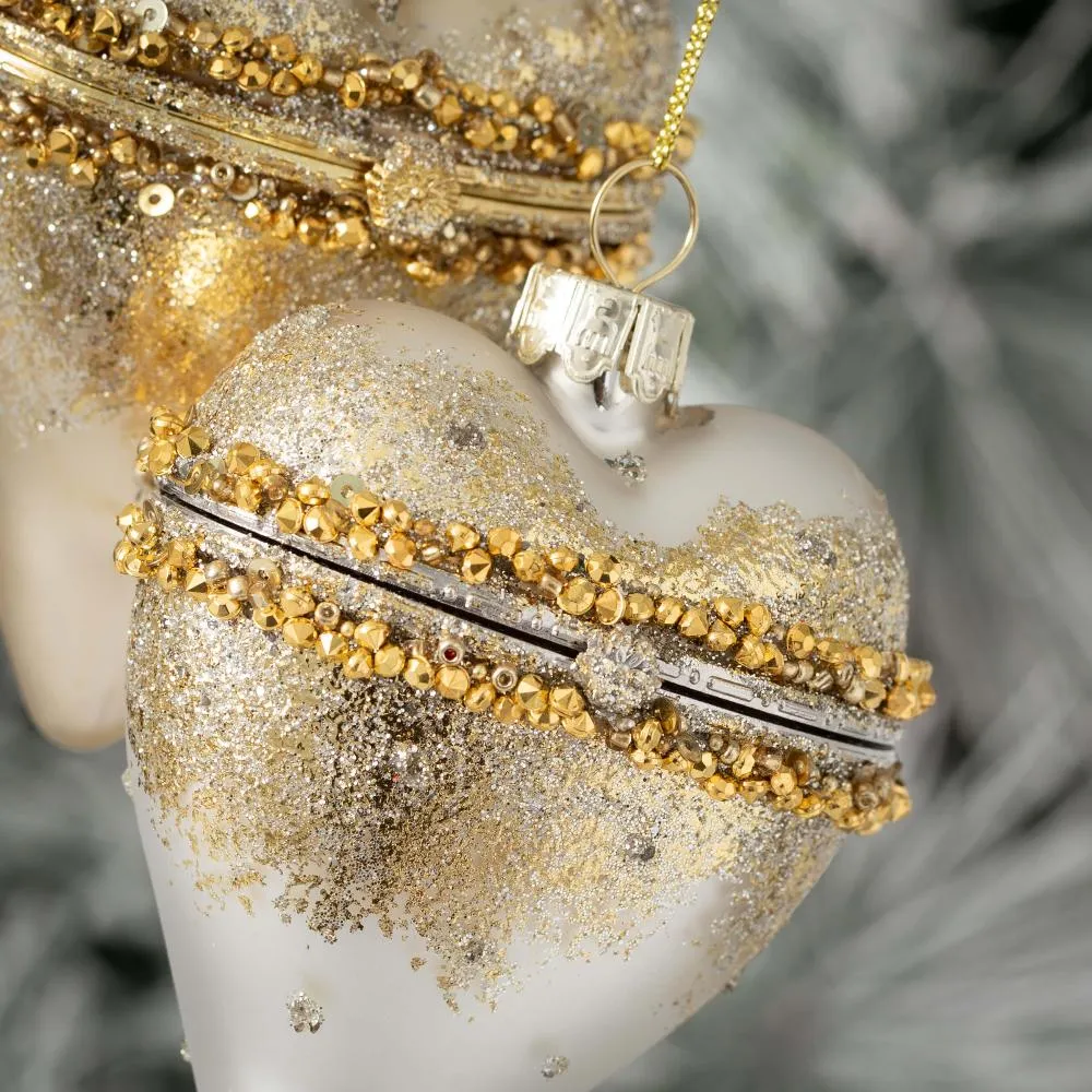 Gold Glass Heart Trinket Box Ornament