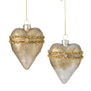 Gold Glass Heart Trinket Box Ornament