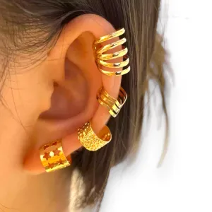 Golden Stackable Ear Cuffs Set 4pcs