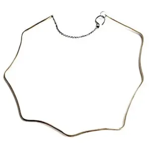 Golden Wave Oxidized Sterling Silver and Brass Choker Necklace GWCN001 by Votive Designs Jewelry