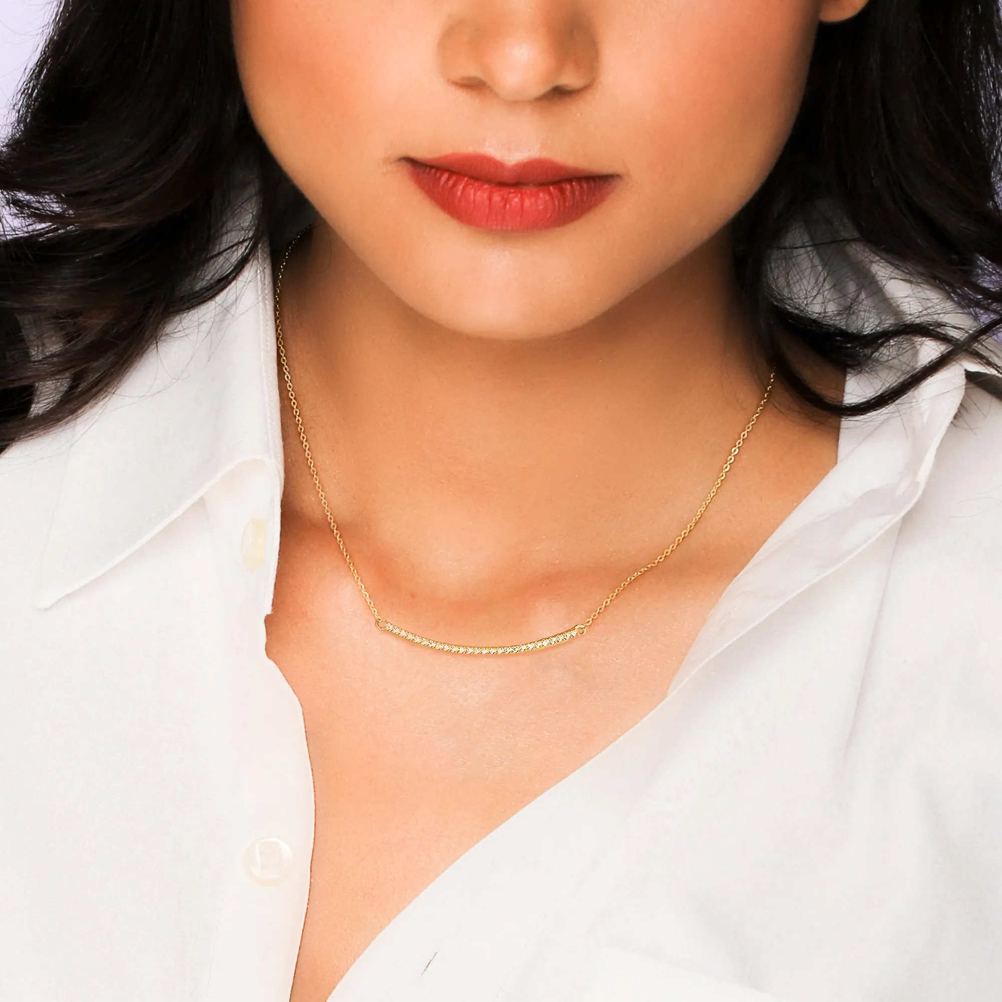 Golden Zircon Arc Necklace