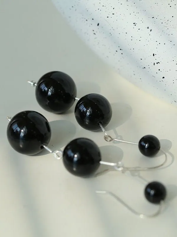 Gradient Black Onyx 925 Silver Dangle Earring