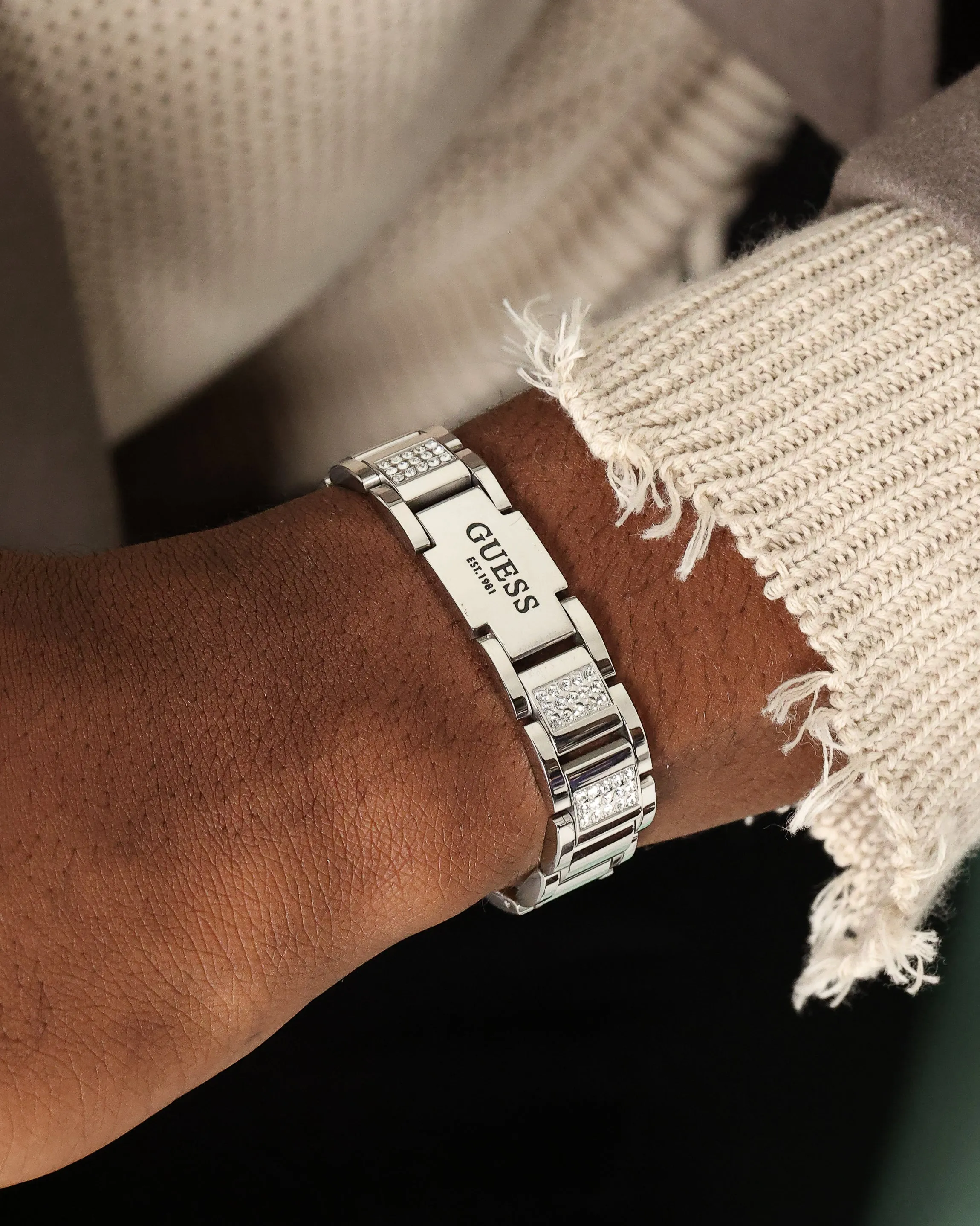Guess Mainline Frontier 15MM Crystal Bracelet Silver
