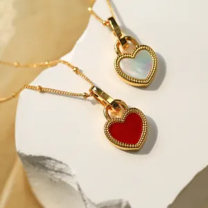 Heart Red Onyx Gold Vermeil Necklace