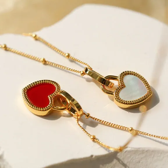 Heart Red Onyx Gold Vermeil Necklace