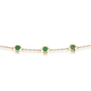 Hexagon Smaragd Armband in 9ct Gelbgold