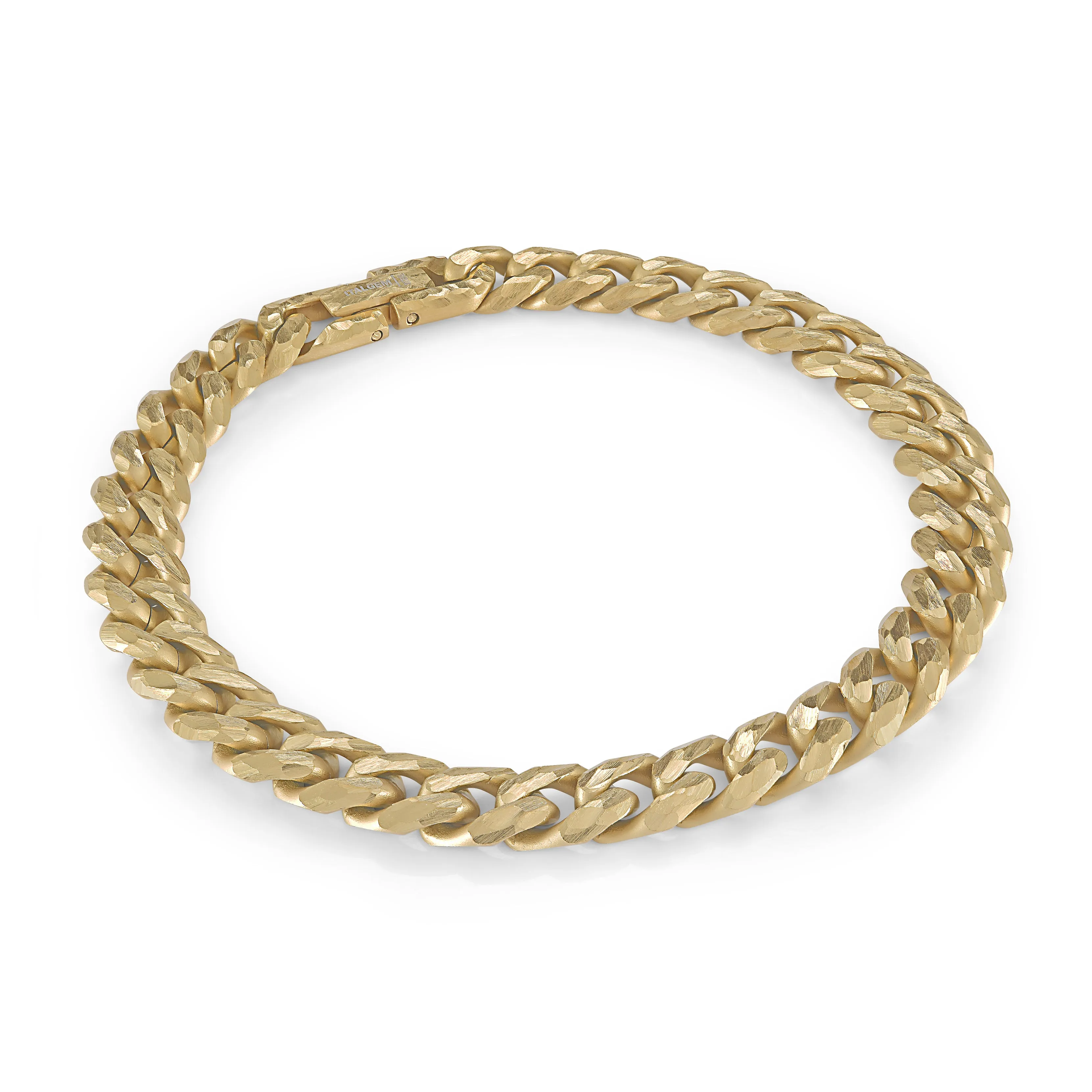 Italgem Men's 8.5" 8mm Steel Curb Link Diamond Cut Bracelet