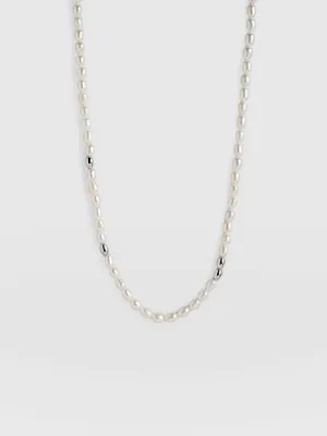 Jacqueline Pearl Necklace - Silver